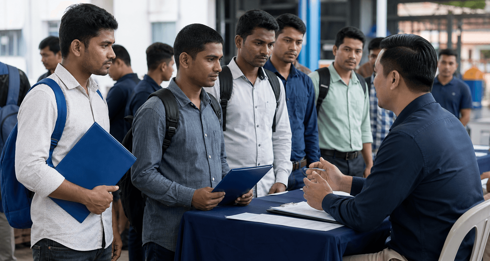 EMPAGE PRO recruiters meeting candidates at a hiring drive